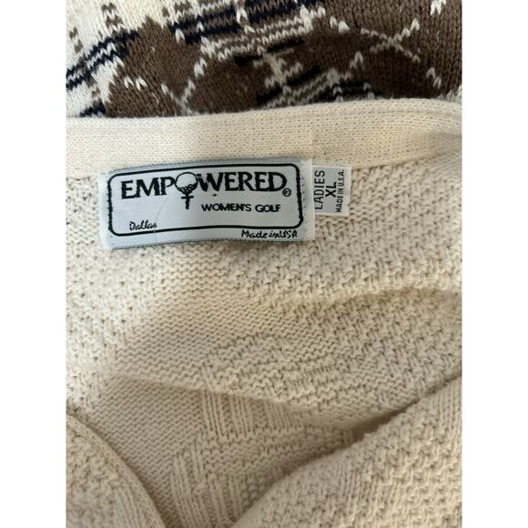 Vtg Embroidered 100% Cotton Golf Knit Cardigan Sweater XL Preppy Academia 80's - Picture 5 of 10